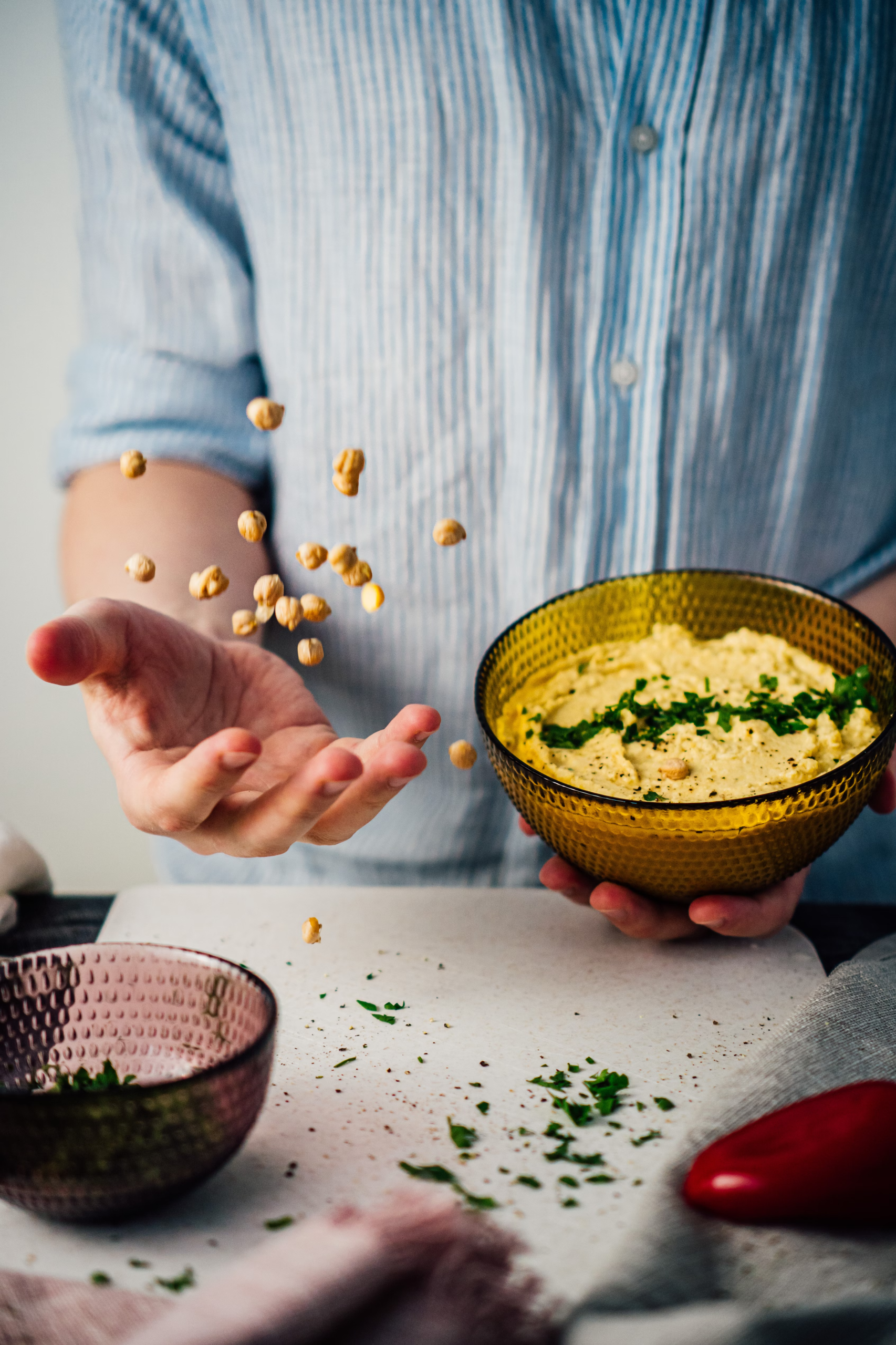 Homemade Hummus Preparation in Food Processor