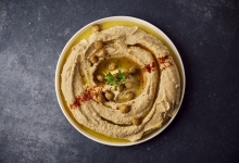 Traditional Hummus Bowl with Olive Oil and Paprika