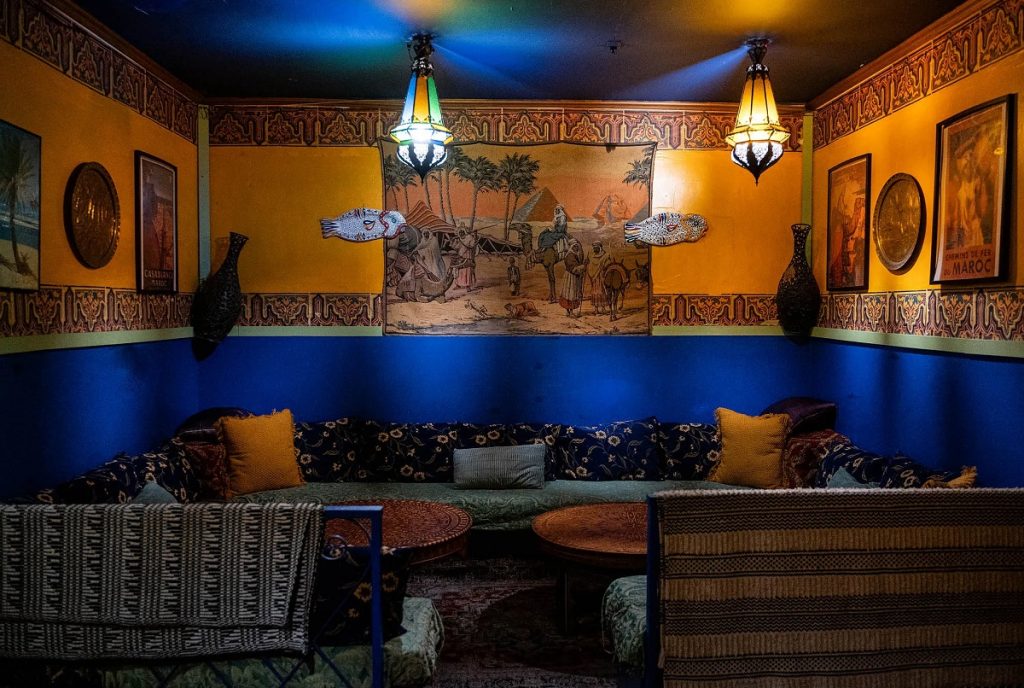 A storied restaurant blending Tunisian and Moroccan hospitality with artistic flair