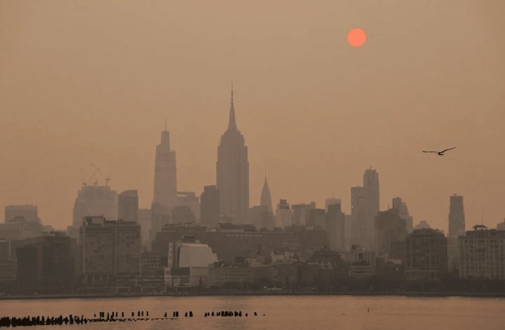 New York State issues an air quality alert due to high PM2.5 levels, urging vulnerable groups to limit outdoor activity to protect respiratory and heart health.