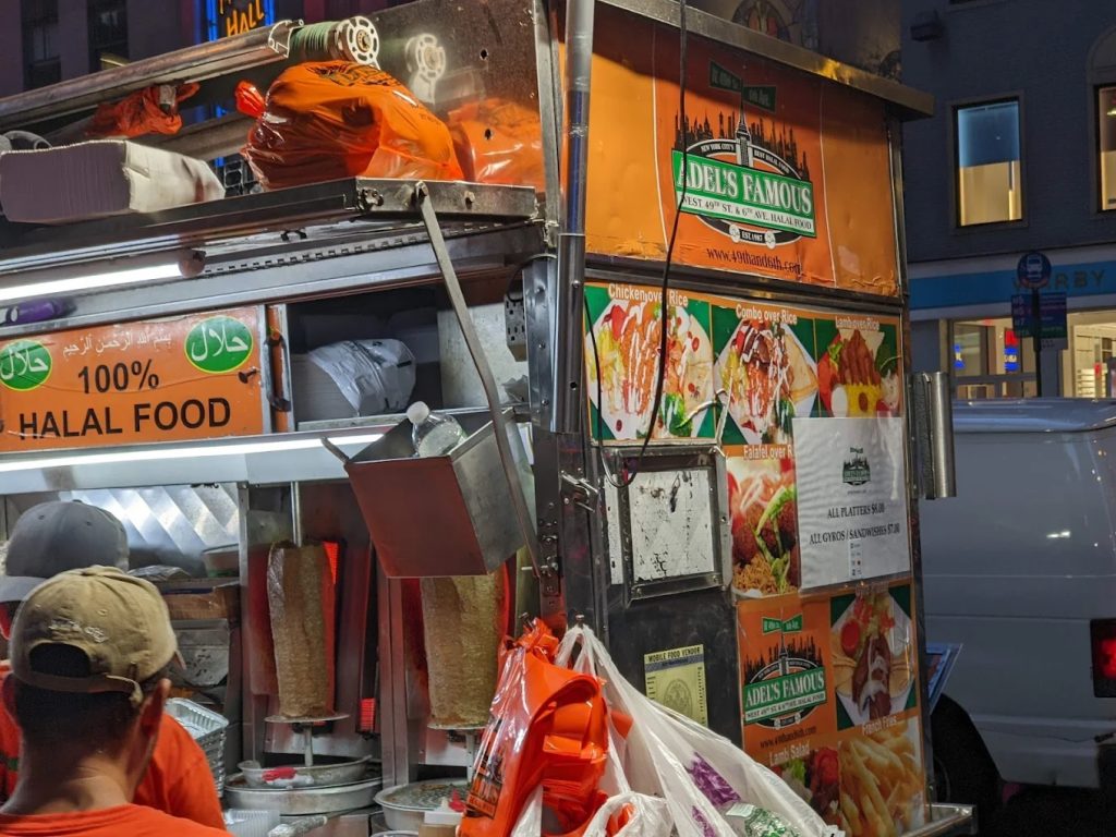 Serving authentic Middle Eastern street food until 5 a.m., Adel’s is a must-visit for halal gyros in New York City.
