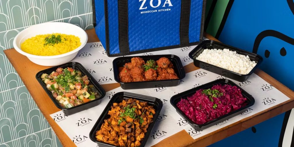 At ZOA, guests can explore a variety of authentic Moroccan dishes made with integrity and care. Signature items include Jazmine Saffron Rice, Chermoula Chicken, Potato Cakes, fresh mixed greens, and an array of halal proteins and vegetarian toppings.