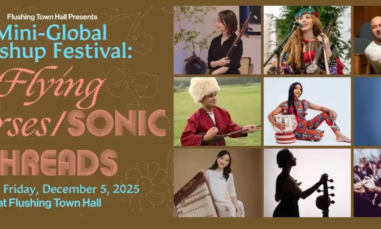 The “Flying Horses / Sonic Threads” Music Festival at Flushing Town Hall, New York, scheduled for Friday, December 5, 2025.