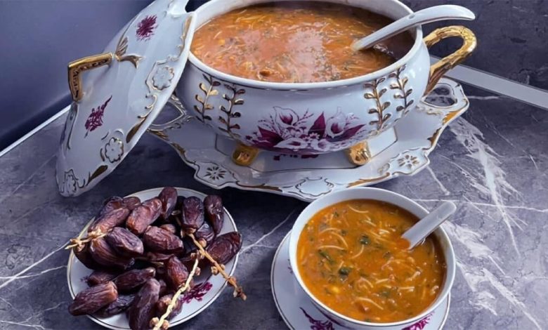 Moroccan Harira is a traditional halal soup made with tomatoes, lentils, chickpeas, herbs, and warming spices.